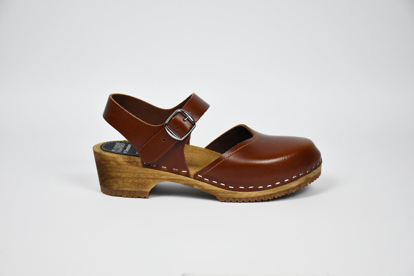 Brauner Elsa Clog (Cognac) - Seitenansicht