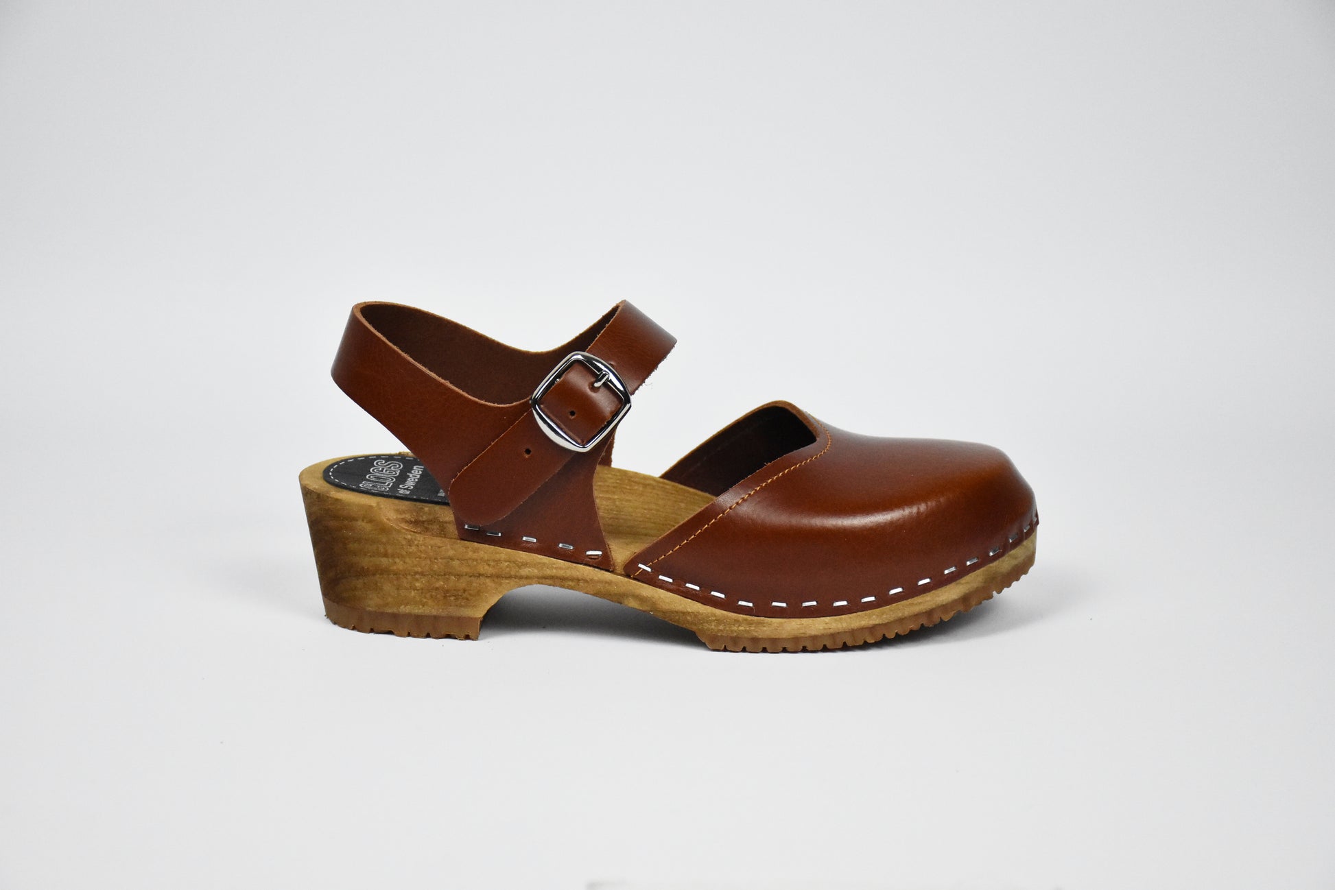 Brauner Elsa Clog (Cognac) - Seitenansicht