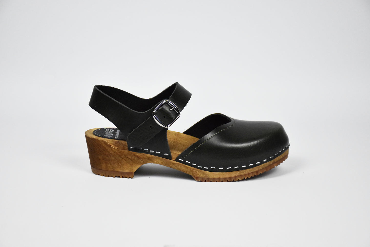 Olivgruener Elsa Clog (Olive) - Seitenansicht